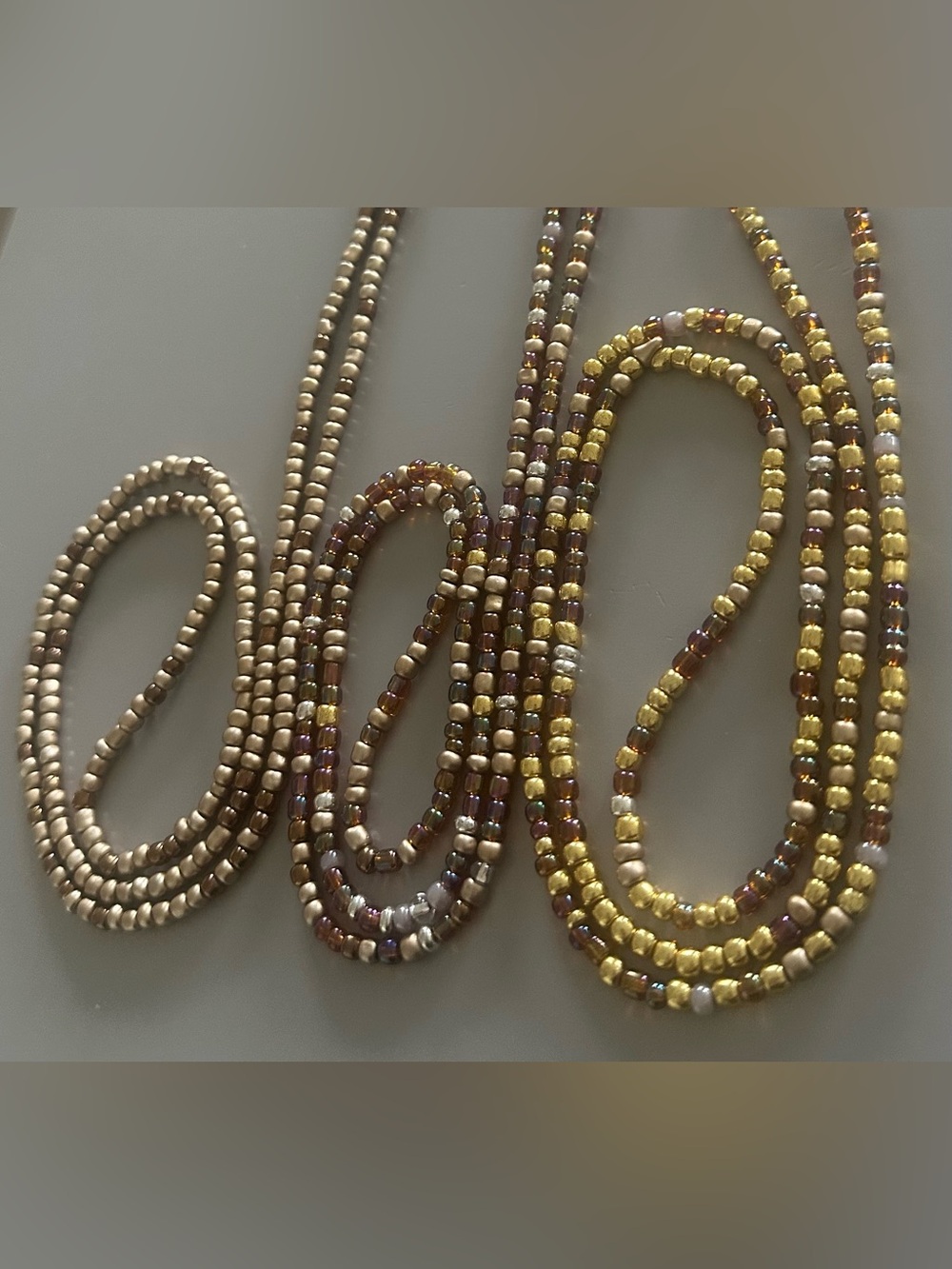 3pcs Gold and Bronze Wasit Bead Set